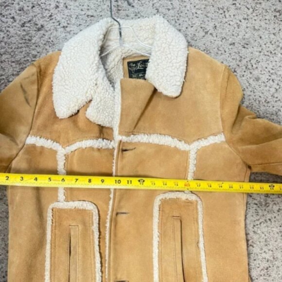VNTG The Leather Shop 70s Suede Leather Sherpa Lined Range Coat Jacket Western M - Picture 13 of 15